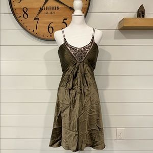 Niteline green dress with beaded embroidery